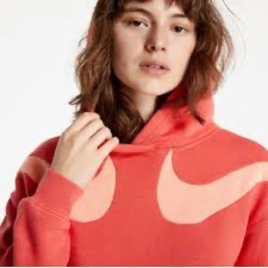 Nike Womens Pink Swoosh Pullover Hoodie Oversized Fit
